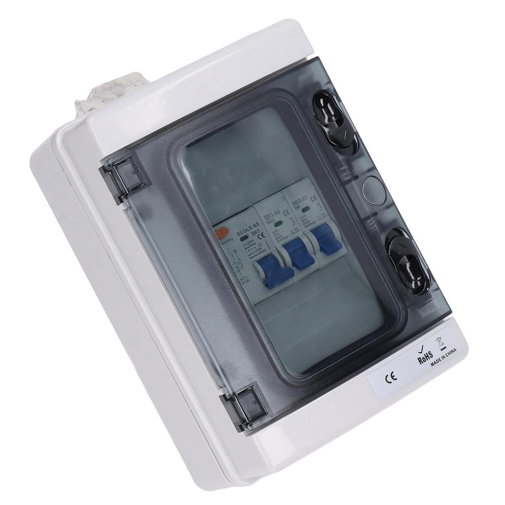 Распределительная коробка 2-полюсная 230 В Стандарт ЕС Водонепроницаемая 2 АВТОМАТИЧЕСКИХ ВЫКЛЮЧАТЕЛЯ (Б6А+Б32А) RCD (63А 1P+N) B-брейкер