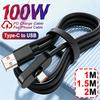100 Вт Ультрабыстрая зарядка USB A на Type-C Кабель для iPhone 17 16 15 Huawei Samsung Xiaomi Быстрое зарядное устройство Type-C Силиконовый Data-кабель