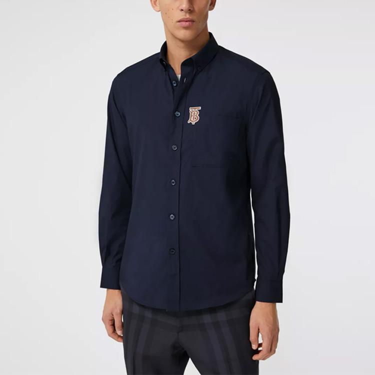 Burberry Shirts Men's Dark Blue Moderate Straight Fit 80367641