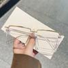Fashion Oversized Square Glasses New Women Stylish Semi Metal Rim Eyeglasses Trendy Vintage Design Blue Light Blocking Eyewear