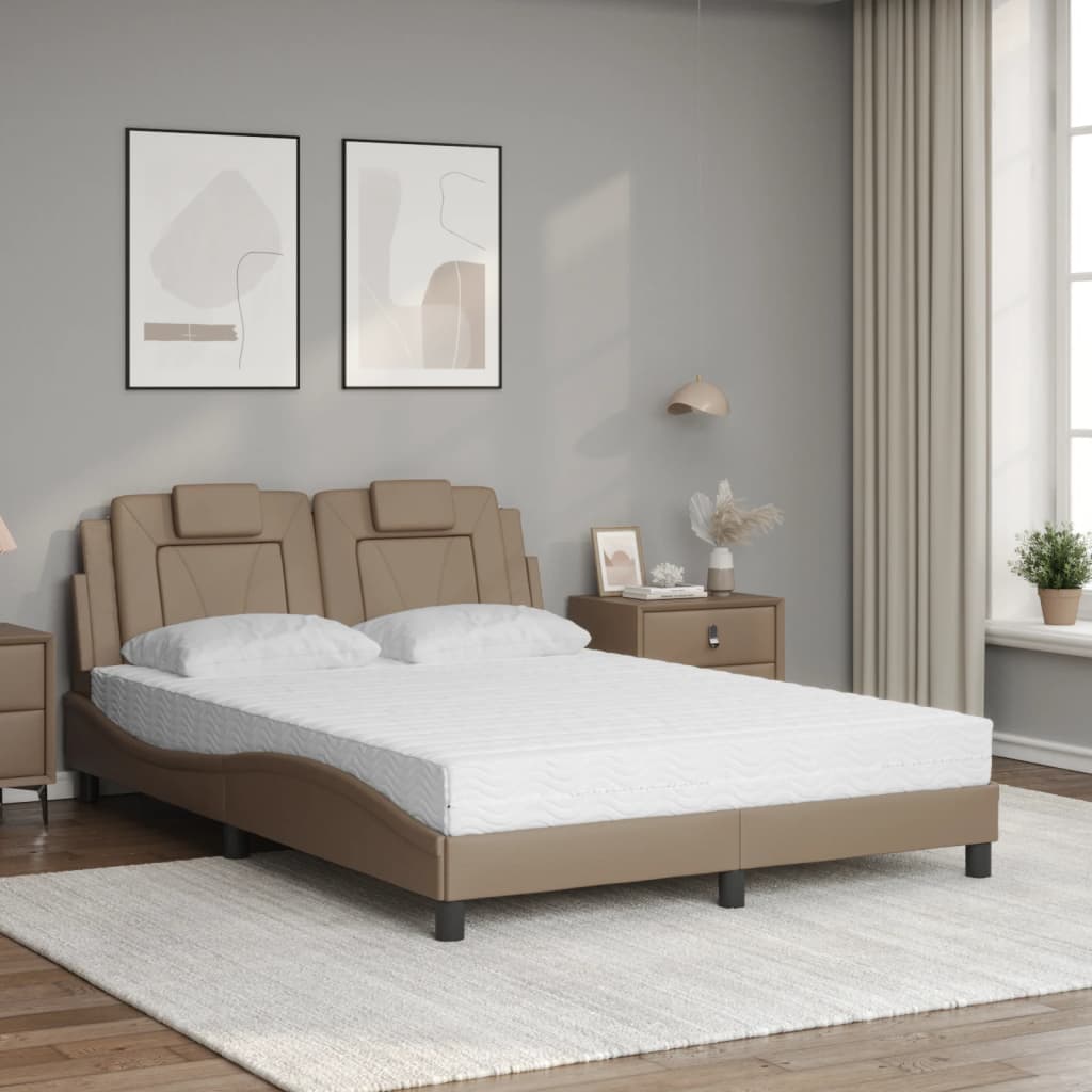 Vidaxl Кровать с матрасом, Капучино, 120x200 см, Искусственная кожа