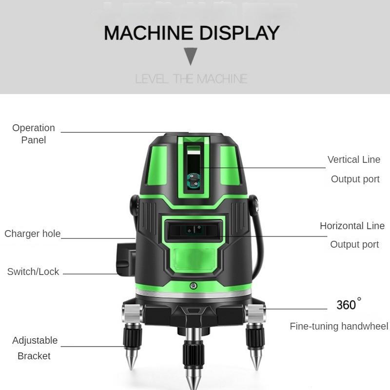 2/3/5 Линий Высокоточный Зеленый Свет Инфракрасный Уровень Автоматический Самонивелирующийся Лазерный Уровень 360° Горизонтальный Вертикальный Перекрестный Спиртовой Уровень