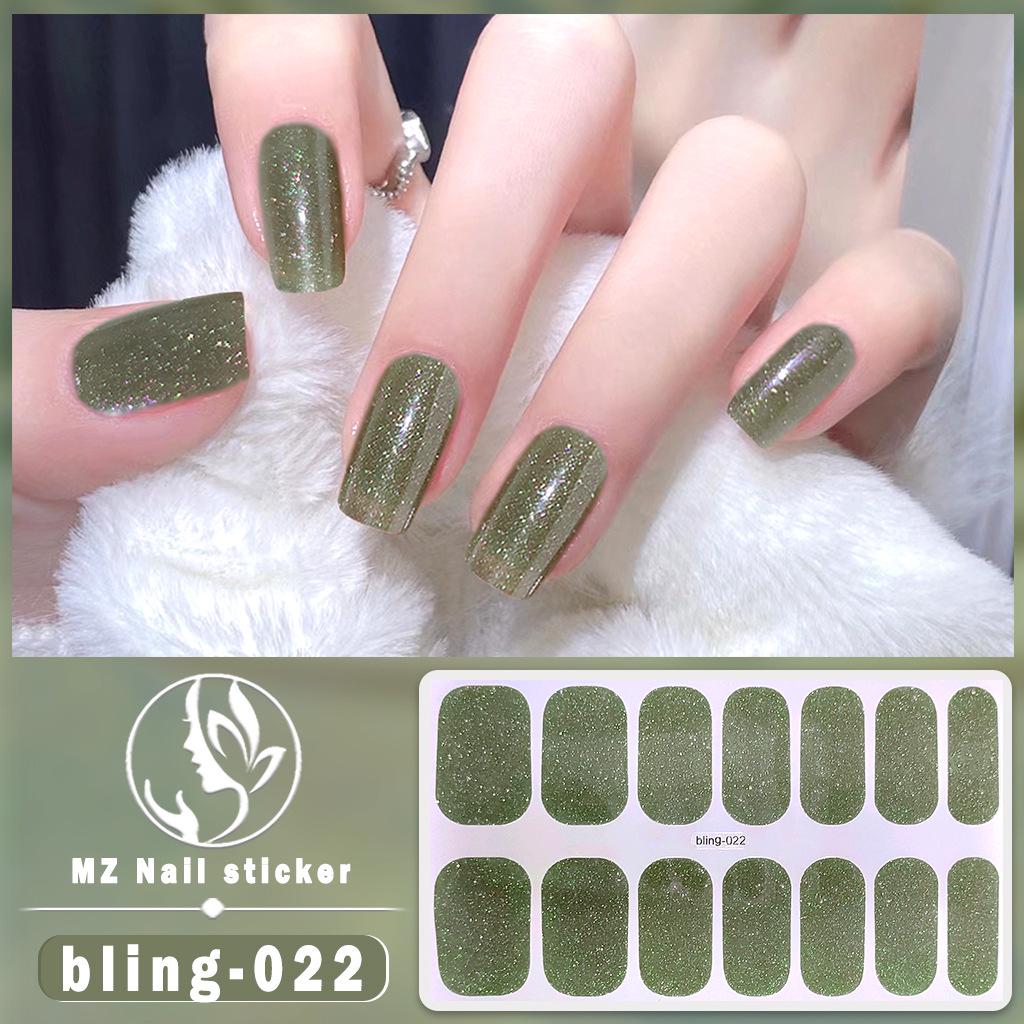 Наклейка-гель для ногтей Meizhi 14-Finger Bling Aurora - самоклеящаяся, водостойкая, без герметика