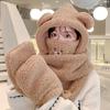 Флисовая шапка из ягненка с маской, медвежьи уши, защитный шарф, шапка-бомбер, зимние перчатки, женская плюшевая шапка