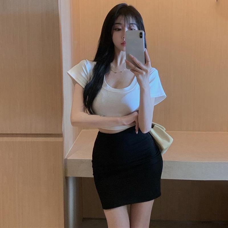 Elasticity Black One-step Skirt Women Summer High Waist Tight Sexy Hot Girl Bag Hip Black Short Skirt Night Club Mini Skirt
