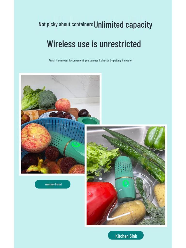 Автоматическая беспроводная мойка для фруктов и овощей: Портативная капсула для удаления пестицидов и остатков, стерилизации и дезинфекции