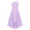 Kids Flower Girls Dress Party Princess Dress One Shoulder High-low Hem Evening Prom Gown