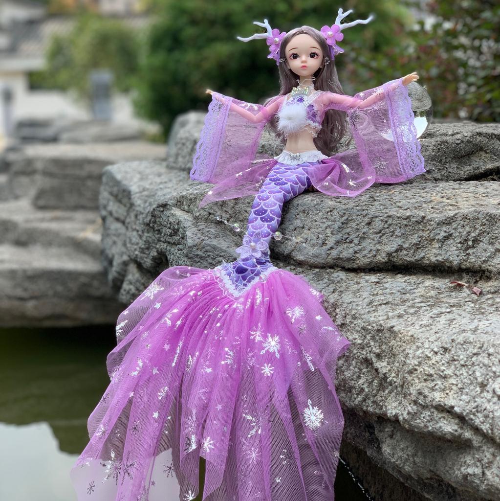 Dolls Vivid Expression Gorgeous Dress Collectable 45cm Doll with Mermaid Dress for Decor Girls Childrens Doll Gift