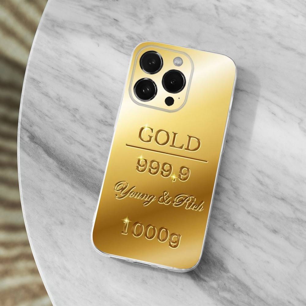 Cool Art Gold Precious Phone Case For iPhone,14,13,12,15,Pro,Max,Plus,11,17,16,X,XS,XR,SE,Mini Transparent Soft Cover