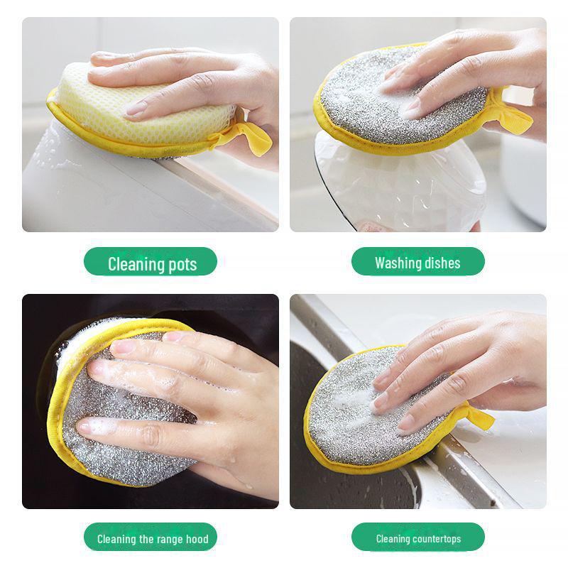 Dual-Sided Dish Sponge & Non-Stick Oil Removal Cloth: Kitchen Cleaning & Magic Wipe Combo