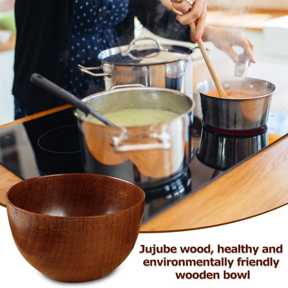 Деревянная миска в японском стиле, деревянная миска мармелад, круглая большая миска для супа, креативная детская миска для риса, посуда
