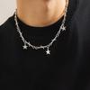 Серебристая necklace с пентаграммой-шипом для женщин мужчин Уличный Хип-хоп Звездные подвески Цепочка на ключицу Ювелирные изделия Подарки