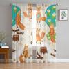 Funny Cute Fox Tulle Curtains For Living Room Sheer Curtain Bedroom Veil Organza Decorative Window Treatments