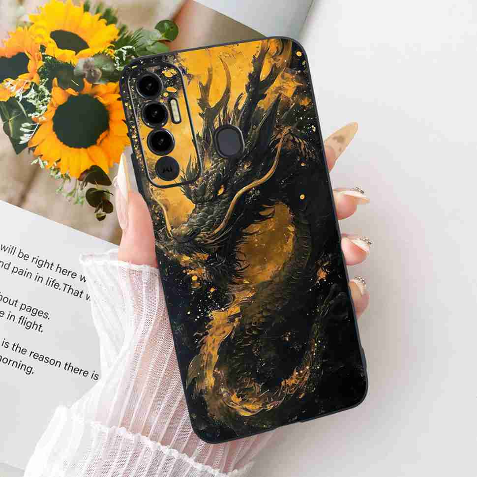 Simple Design Cartoon For Tecno Spark 7P KF7j Case Silicone TPU Black Cover For Tecno Spark7P 7p 6.8" Bumper Phone Cases Fundas