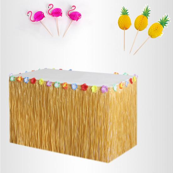 Юбка для стола, украшения для вечеринки в стиле Луау, принадлежности для тропической гавайской вечеринки, сувениры на цветочную летнюю пляжную тематику