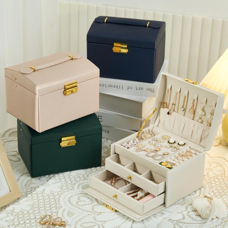 Коробка для хранения ювелирных изделий, Высококлассная Изысканная Многослойная Большая вместимость для серег-пуссетов, серег, браслетов, колец, ювелирных изделий.