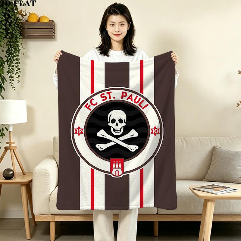 FC San Pauli Logo Print Flannel Blanket High Quality Warm Comfortable Cover for All Seasons Perfect for Gifts Home Decor