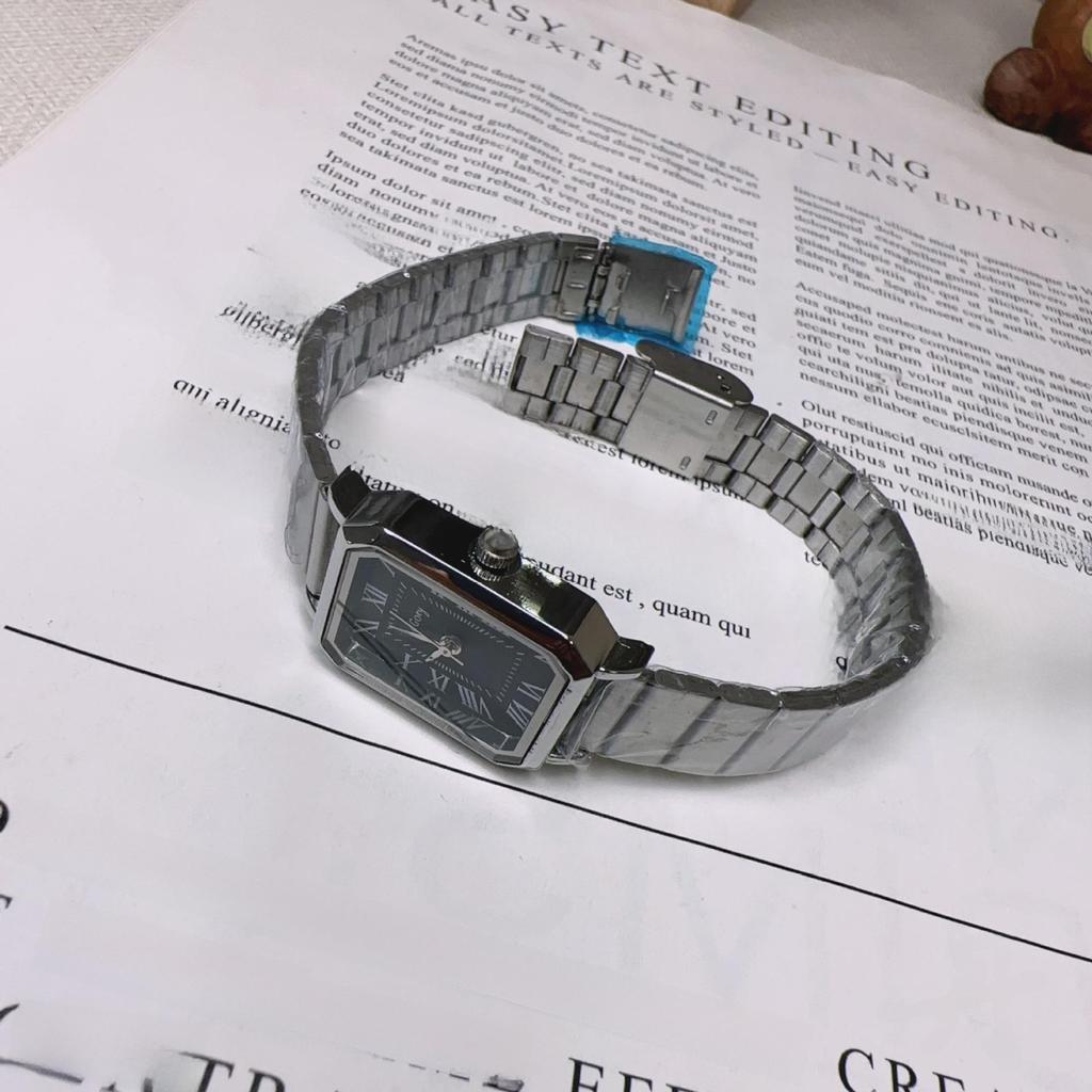 Korean Women's Rectangular Steel Band Watch - Small Dial Quartz Design