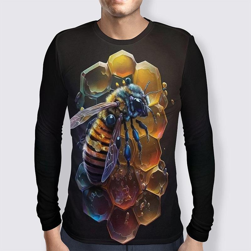 Милая сотовая пчела 3D принт с длинным рукавом футболка для мужчин и женщин одежда повседневная мода уличная спортивная дышащая футболка топы для мужчин