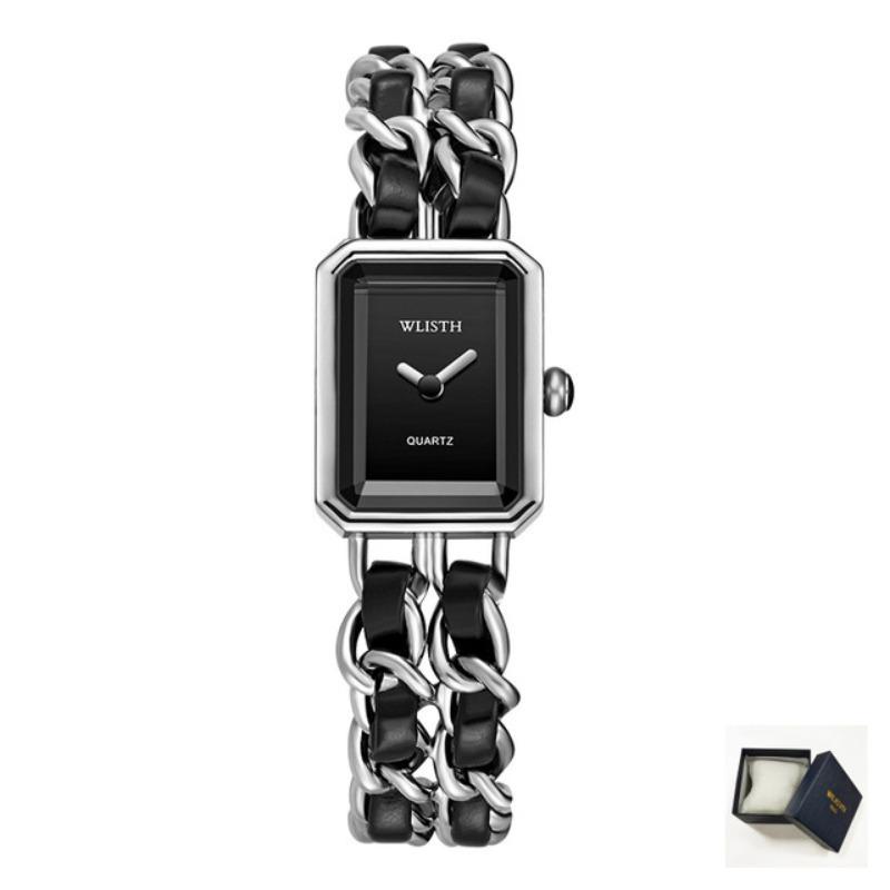 Женские часы-браслет, роскошные женские кожаные часы из нержавеющей стали, плетеный ремешок для часов, кварцевые наручные часы, женские наручные часы