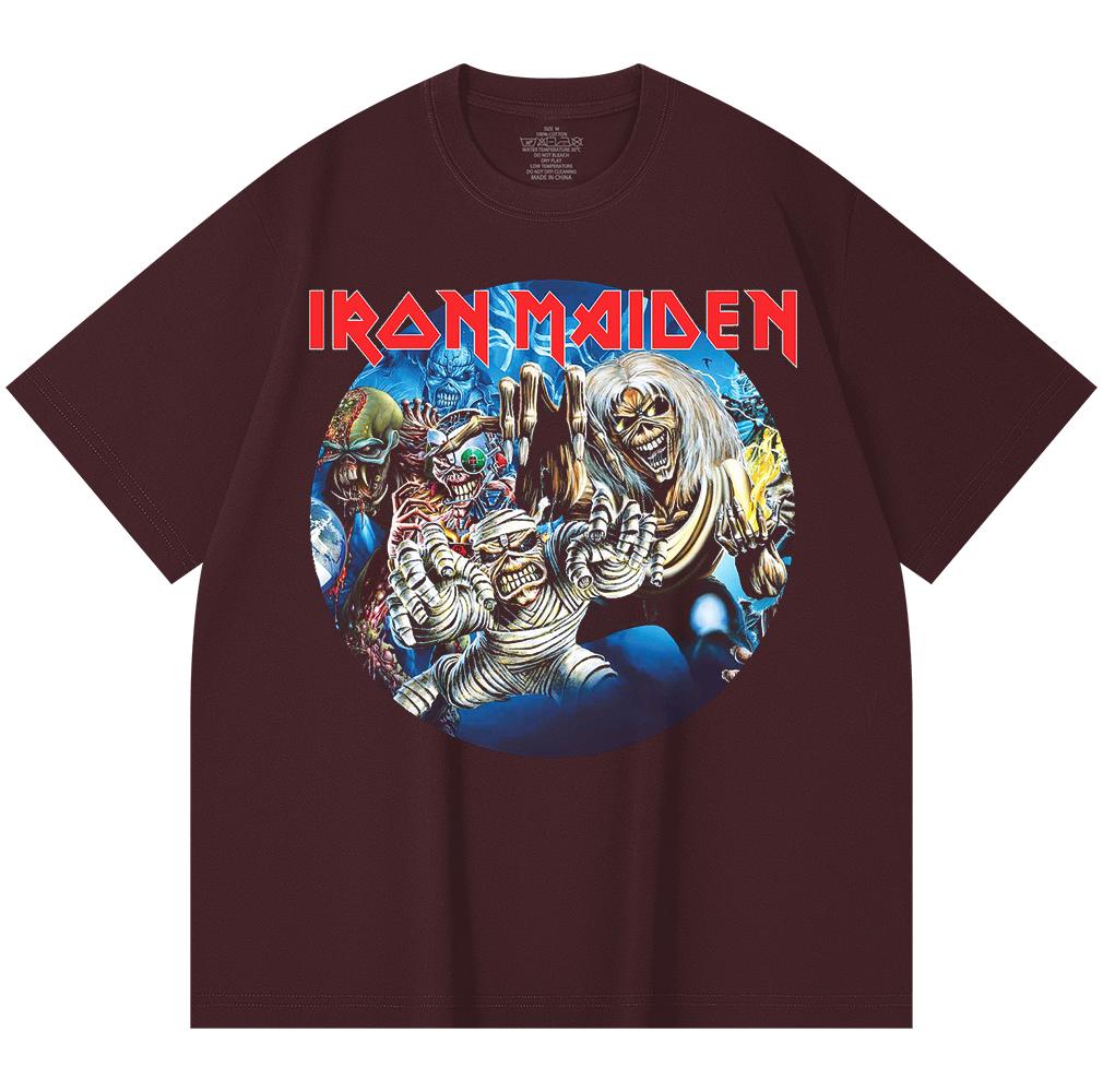 Хлопковая футболка плотностью 230 г/м² 100% Хлопок Heavy Metal Футболка с принтом рок-группы Популярная музыка Унисекс Тяжелая хлопковая футболка