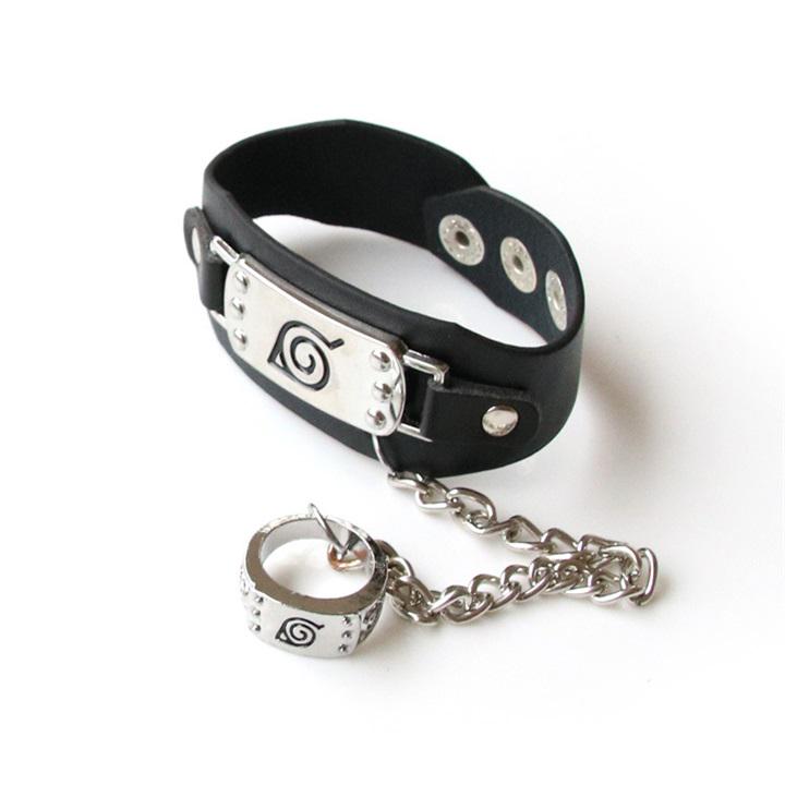 Аниме Наруто Коноха Шаринган браслеты-манжеты с логотипом и кольцом реквизит для косплея подарок