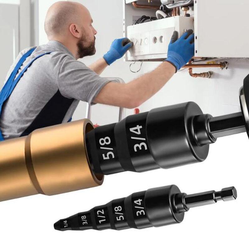 Инструмент для развальцовки 5 в 1 Расширитель медных труб для кондиционера Набор развальцовочных сверл с шестигранным хвостовиком, с насадками 1/4, 3/8, 1/2, 5/8, 3/4