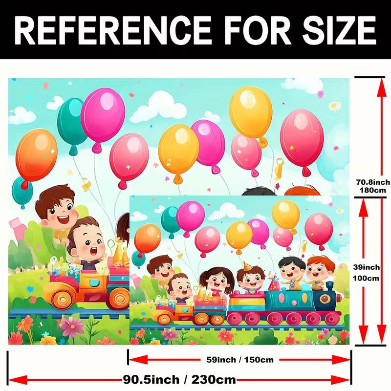 2D Happy Birthday Kids Train Backdrop Children Party Photography Background