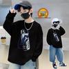 Модная осенняя хлопковая футболка с длинным рукавом для мальчиков - Повседневный свободный крой со стильным принтом букв