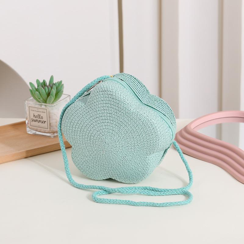 Yogodlns Women's Straw Shoulder Bags Beach Bag Coin Purse Kids Flower Woven Small Crossbody Bag