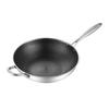 Stainless Steel Wok Pan Double Sided Honeycomb 3 Layer Prevent Sticking Easy Cleaning Wok for Kitchen 32cm 12.6in (No