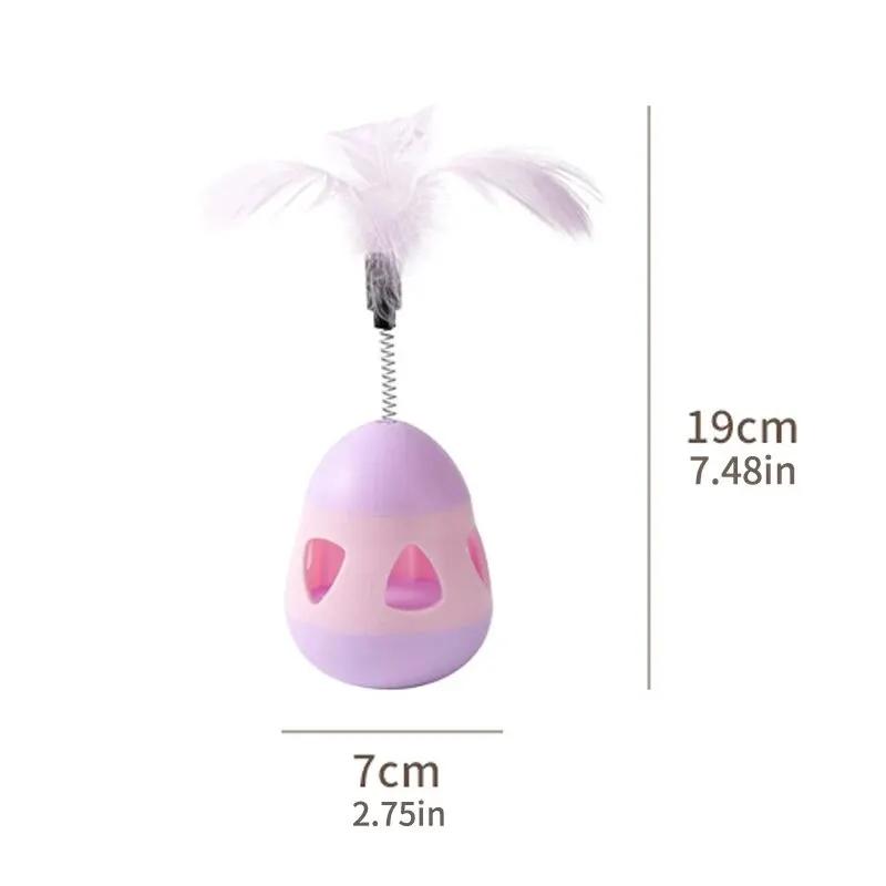 Интерактивная игрушка-неваляшка для кошек - текучий мячик с перьями, катящийся мячик от скуки и веселое развлечение для питомцев