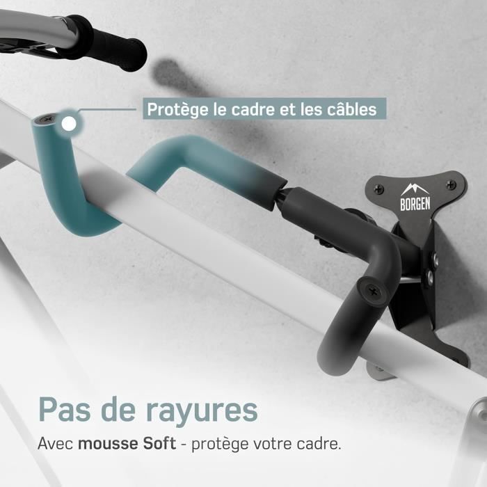 Support Mural Pour Vélo - Borgen - Pliable - Angle Réglable - Distance Réglable - Rembourré