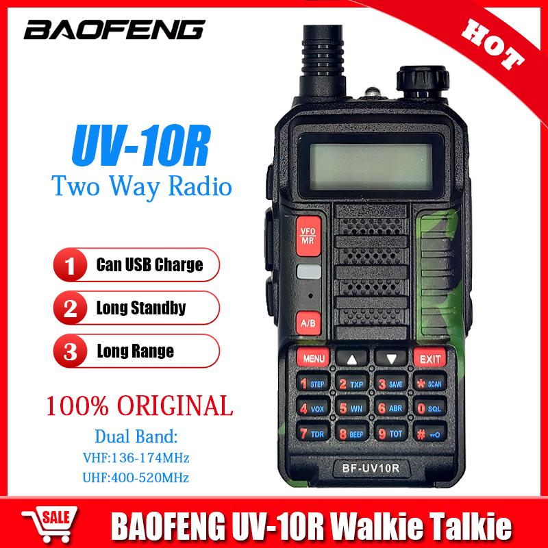 BAOFENG UV-10R Walkie Talkie 10W Dual Band Long Range Two Way Radio Support USB Cable Charging BF-UV10R Transceiver
