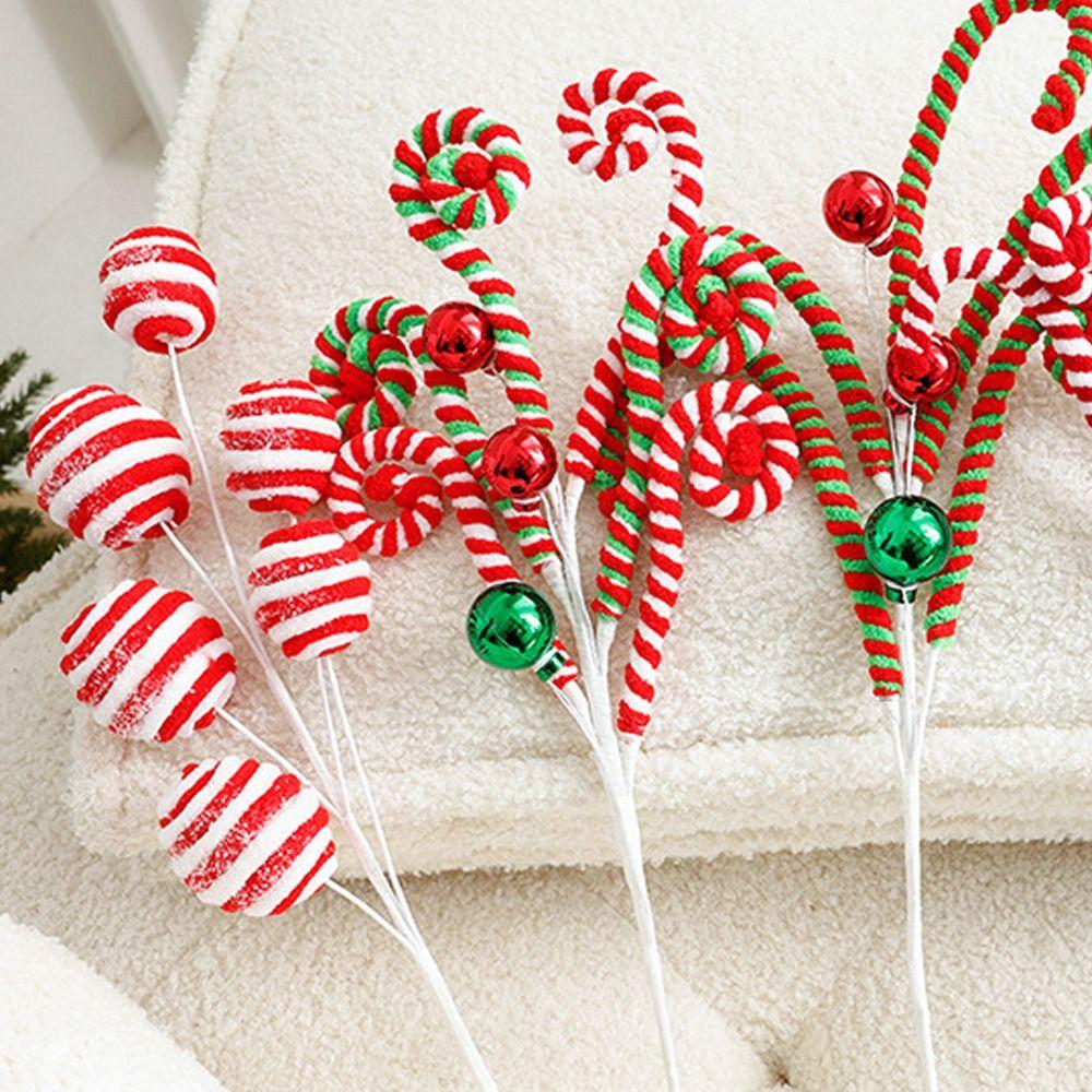 Lifelike Artificial Candy Cane Branches Handmade Xmas Tree Garland Ornaments Xmas Decor