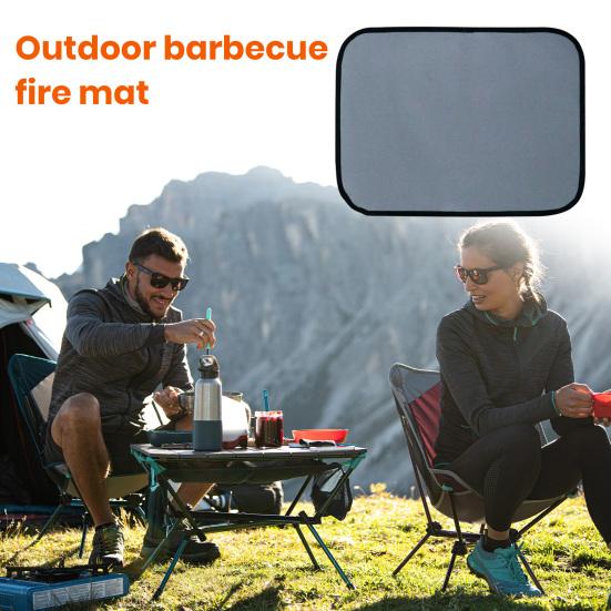 Outdoor Tabletop Grill Fireproof Mat Waterproof Heat-Resistant BBQ Barbecue Mat Flame-Retardant Pad Camping Supplies