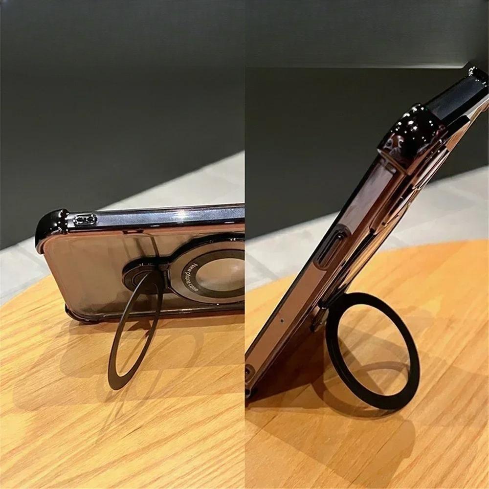 Luxury Glossy Plating Edge Magnetic Bracket Case for Xiaomi 15T 14T 13T Pro Poco F8 F7 X7 Pro Redmi Note 15 14 13 Pro  Shockproof Airbag Protect Cover