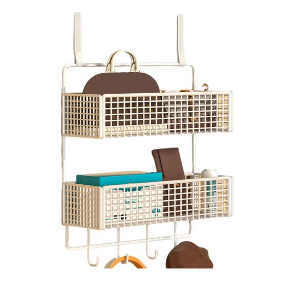 Дверной органайзер, стойка для хранения с крючками, прочная конструкция, сетчатая конструкция, легко собирается, съемная корзина для хранения за дверью