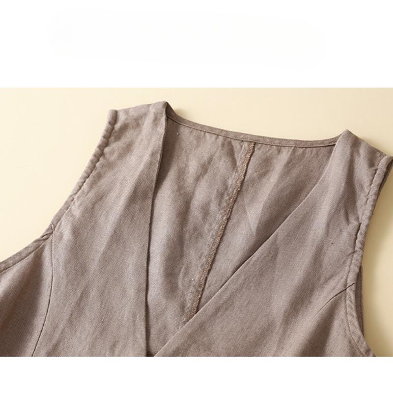 5-цветный хлопковый и льняной жилет без рукавов с v-образным вырезом, повседневный жилет без рукавов, тонкая верхняя одежда, жилет, женская куртка