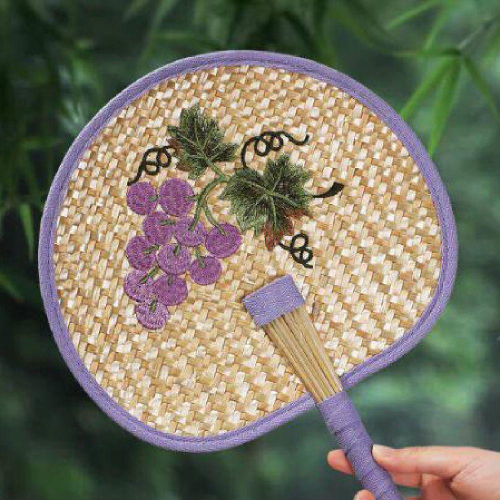 Retro Hand-Woven Fan Chinese Style Hand Cranked Fan Gift Decorative Handheld Fans School/Office