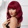Премиальные синтетические волнистые парики для женщин Длинный кудрявый парик с челкой Средний парик с волнами воды Винно-красные волосы Каштановый парик Косплей Драг-квин