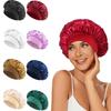 3pcs Women's Solid Color Satin Wide-Brimmed Shower Cap, Suitable For Daily Use Silk Bonnet Satin Bonnet