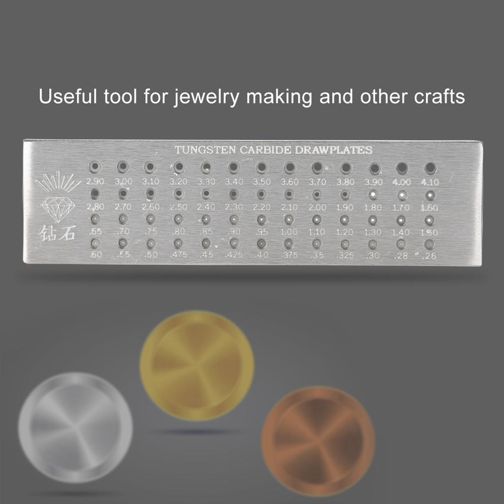 Волочильная доска из карбида вольфрама с 52 круглыми отверстиями 0,26-4,10 мм для изготовления ювелирных изделий