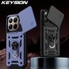 KEYSION Противоударный бронированный чехол для Xiaomi 15T Pro 5G с выдвижной защитой объектива камеры, кольцом-подставкой, чехол для телефона для Xiaomi 15T 15T Pro