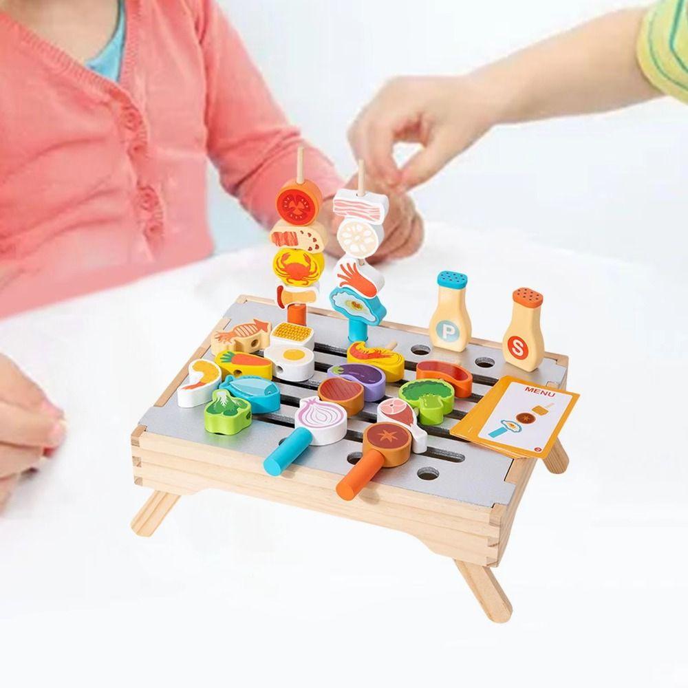 Wooden Pretend Play Kitchen Toys Simulation Food Kids Pretend Cooking Toy Toddlers Boys Girls