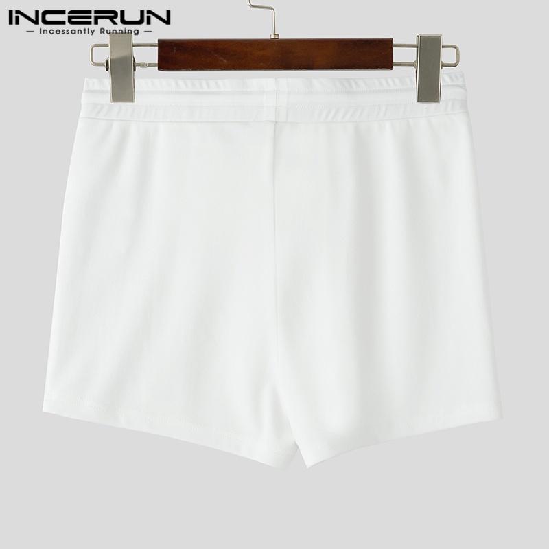 INCERUN Мужские шорты с эластичной талией на кулиске, с сетчатыми вставками по бокам, пэчворк, пижама