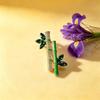 Vintage Bamboo Elegant Brooch for Women, Hand-Painted Versatile Green Elegant Corsage, Qipao Jacket Fixed Pin Accessory