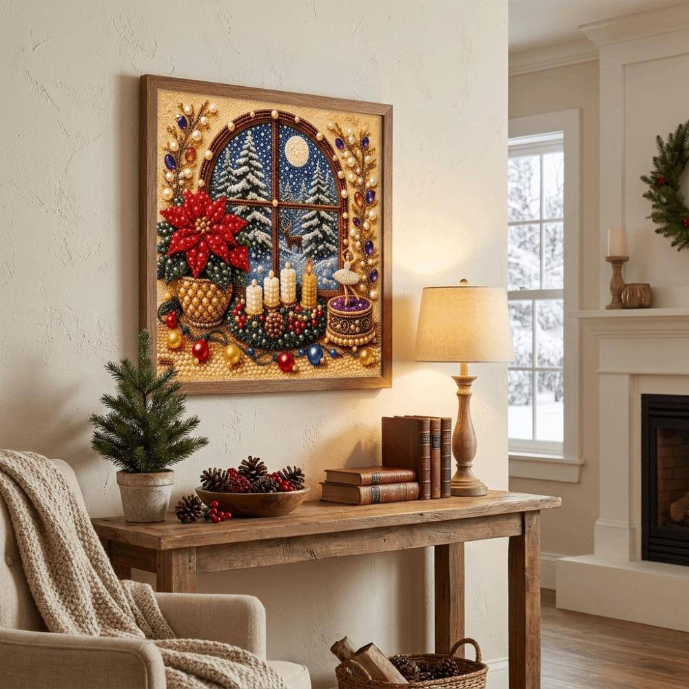 Handmade DIY Pearl Bead Art Set With Frame Christmas Decor Home Decoration