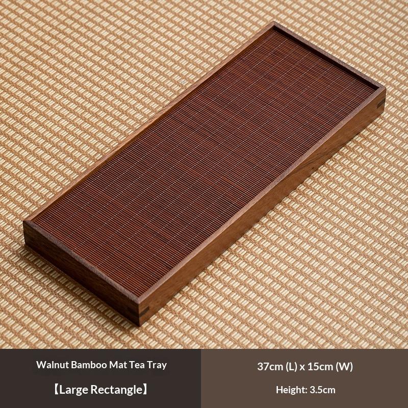 Walnut Wood Bamboo Tea Tray - Chinese Style Minimalist Rectangular Tea Table - Zen-inspired Home Tea Serving Tray