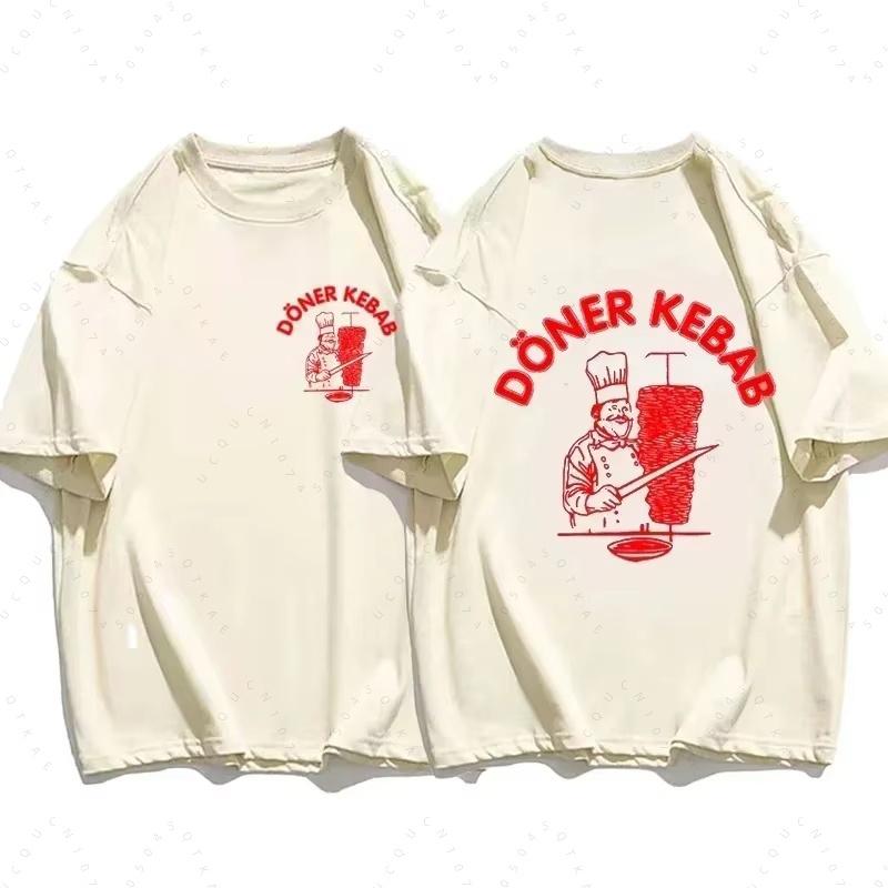 2026 Summer Sporty Tshirts Doner Kebab Print Pure Female Clothing Short Sleeve Funny Unisex Vintage Unisex Tees Beach Tshirts